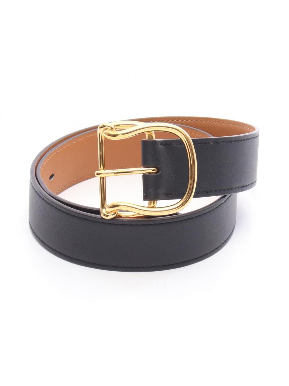 Hermes Salto 32 Belt Leather Black Used #374514H85B